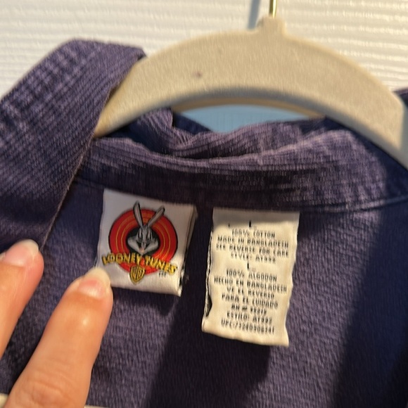 Vintage Looney Tunes Tweety Bird Navy Corduroy Shirt Shacket L Jacket Flannel - Picture 2 of 7